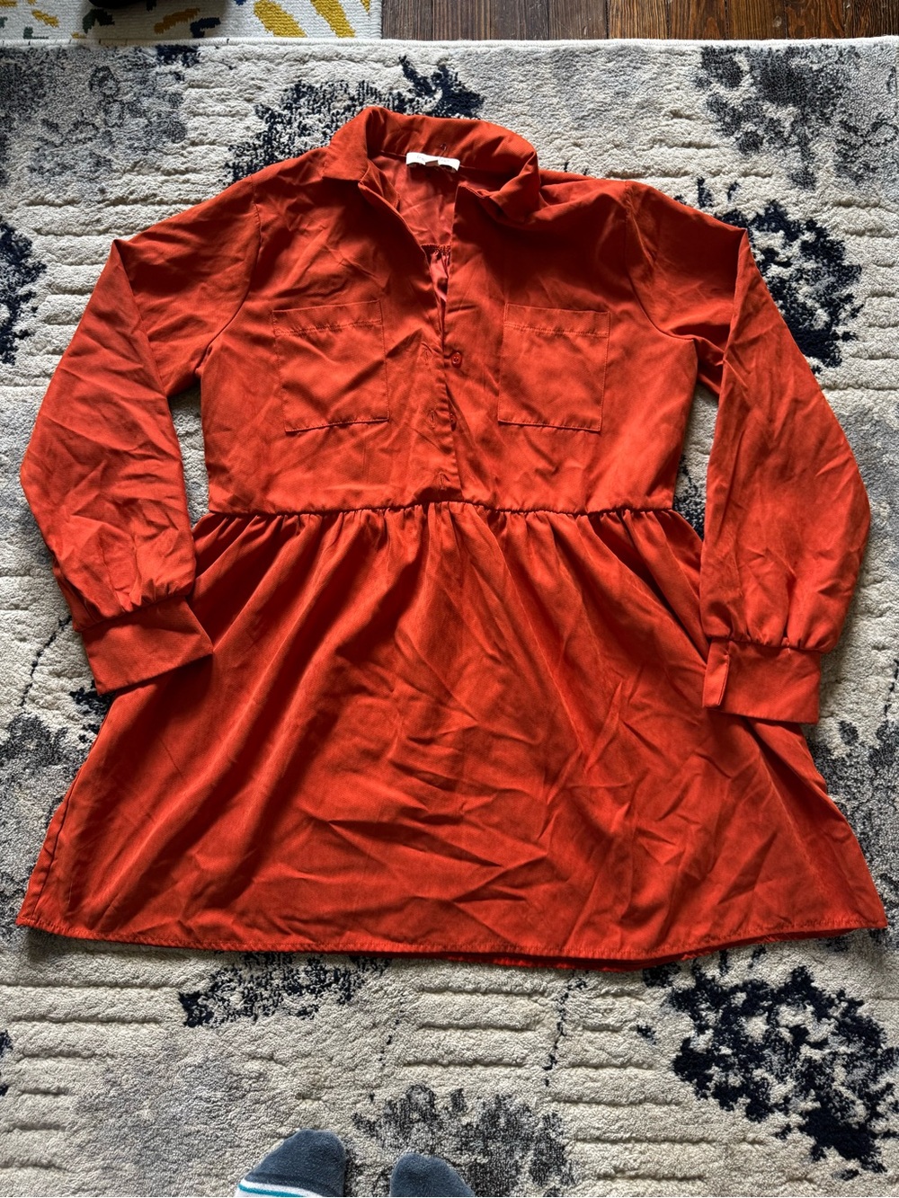 Francesca's Brick Orange Button-Up Dress